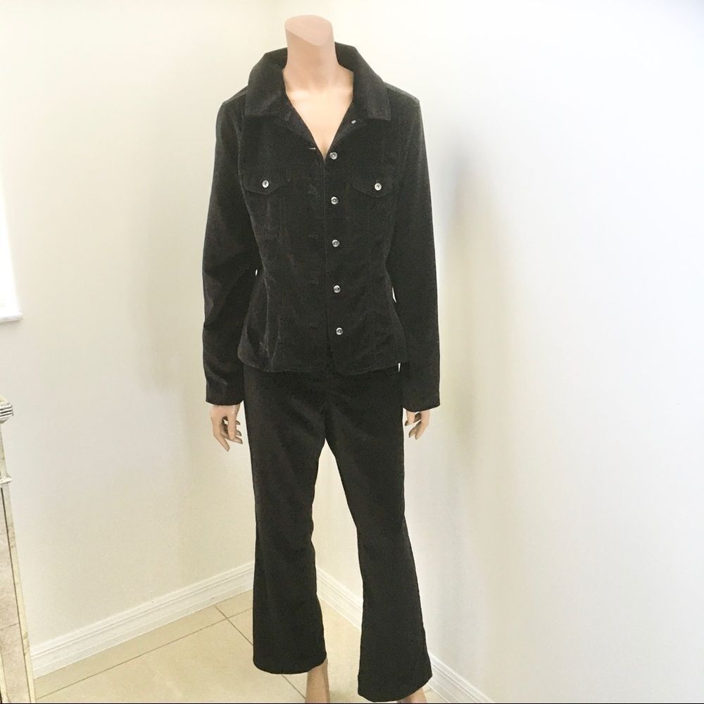 Faconnable black velvet classic jacket & pants XL
